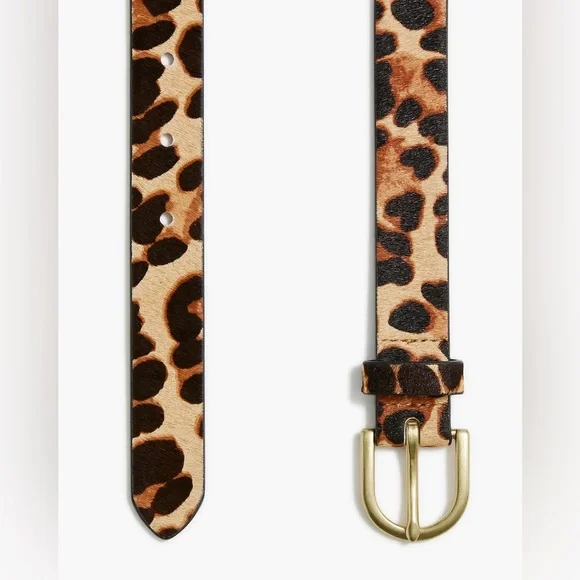 NWT J.Crew Oval-buckle Skinny Belt In 100% Leopard Calf Hair display picture 3